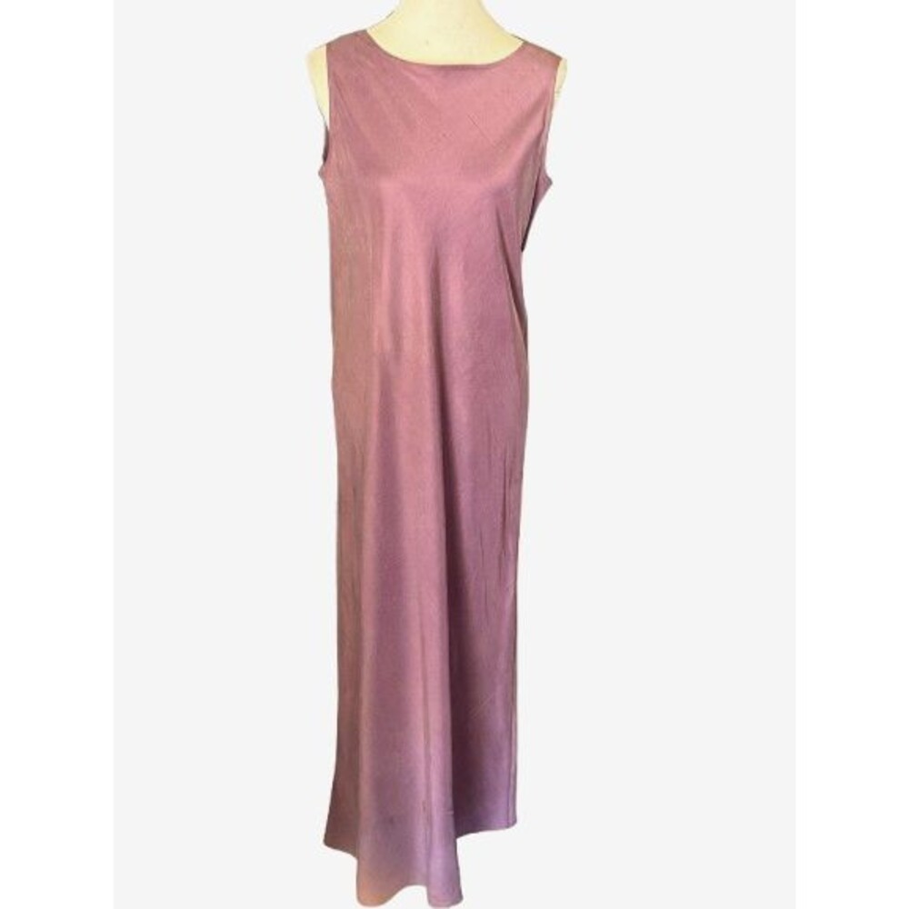 NWOT Eileen Fisher Sleeveless Purple 100% Silk Tank Midi Dress Size M